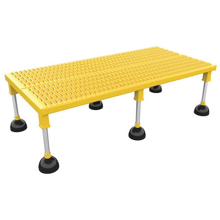 Vestil Portable Adj. Stand, 24x48, High Serrated, 11.5 Overall Height, Steel, Yellow PAHW-H-2448